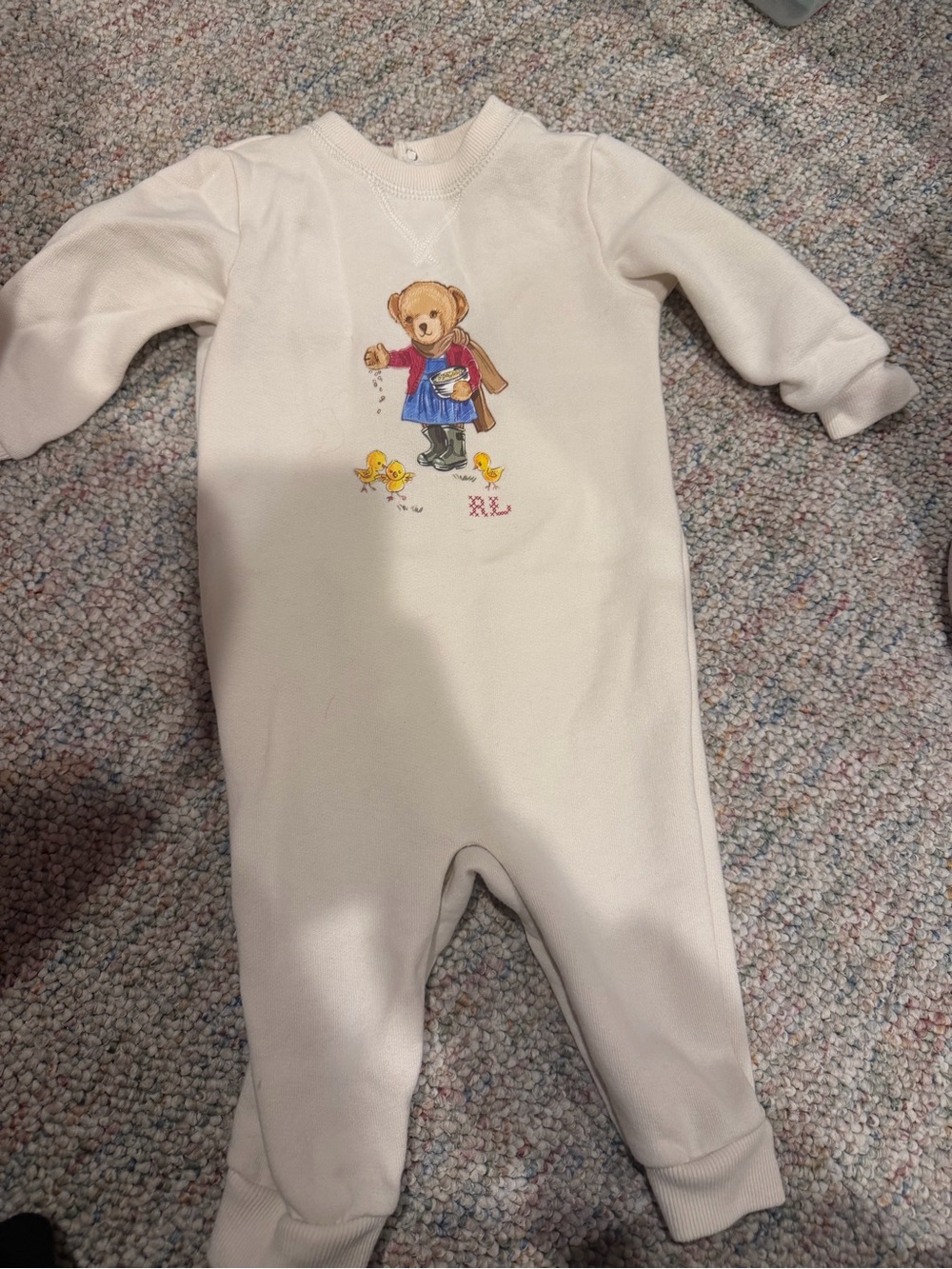 Ralph Lauren Cream Bear & Duck Embroidered Footie